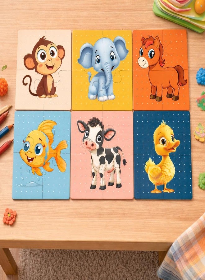 tinywalk Wooden Jigsaw Puzzle Set of 6 for Kids | Pack of 6 Puzzles with 4 Pieces Each | Learning Toy for 2 3 4 5 Year Old Boys & Girls | Animal & Jungle Theme - Image 5